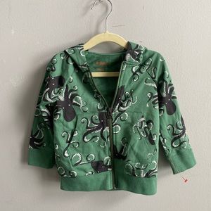 Infant Boy’s Octopus Print Green Hoodie Sweatshirt